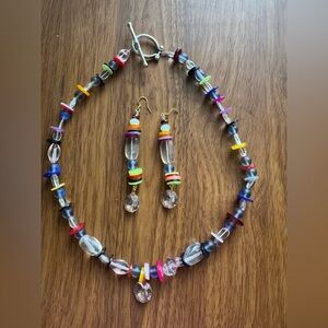 Colorful Beaded Necklace and Earring Set